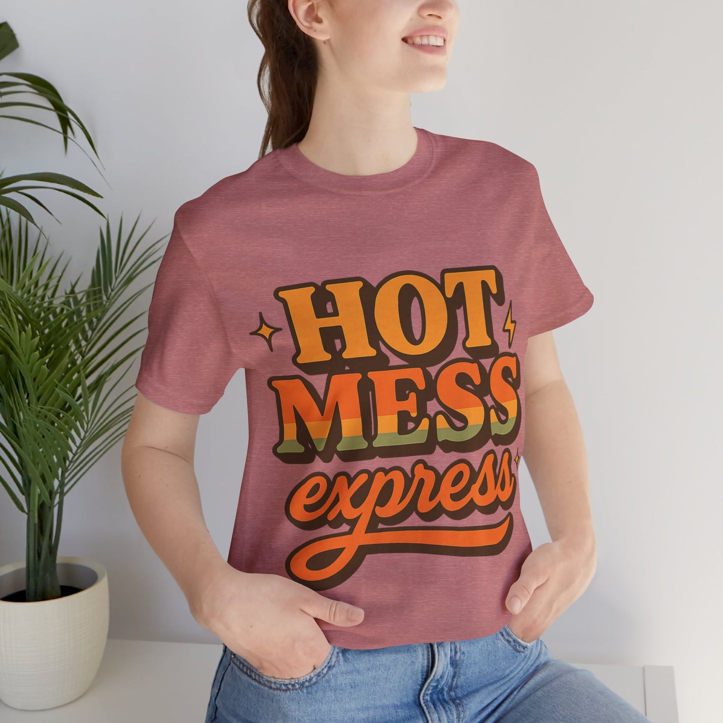 Hot Mess Express T-Shirt | Funny Women’s Graphic Tee | Retro Vintage Shirt for Moms, Coffee Lovers, Busy Women | Cute Casual Top