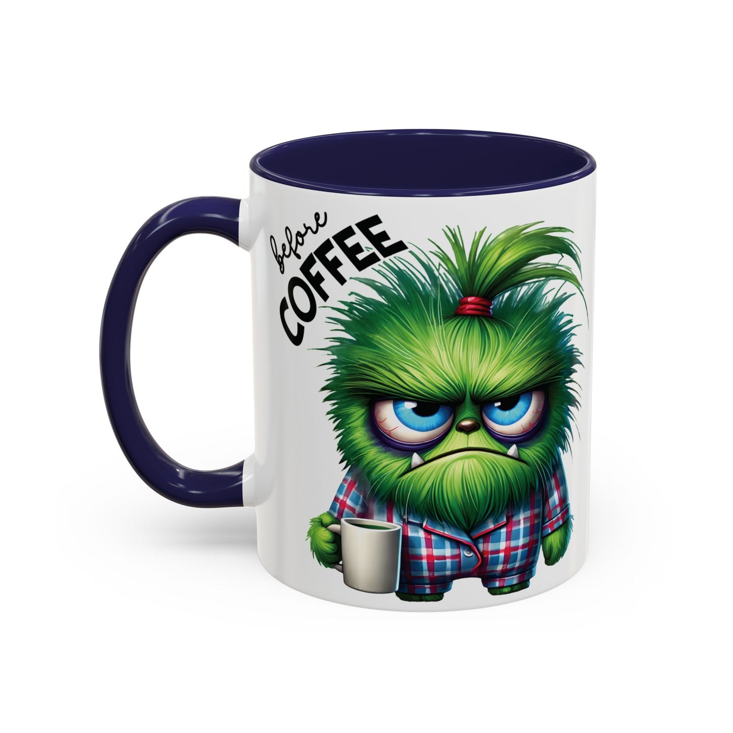Coffee Mug - Angry Monster Before Caffeine, Happy Monster After Caffeine - Cute and Funny Design