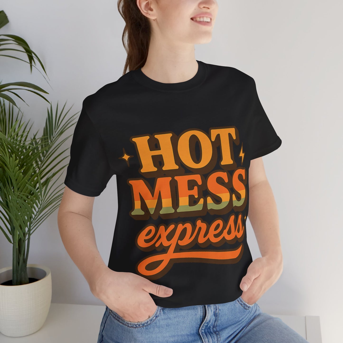 Hot Mess Express T-Shirt | Funny Women’s Graphic Tee | Retro Vintage Shirt for Moms, Coffee Lovers, Busy Women | Cute Casual Top