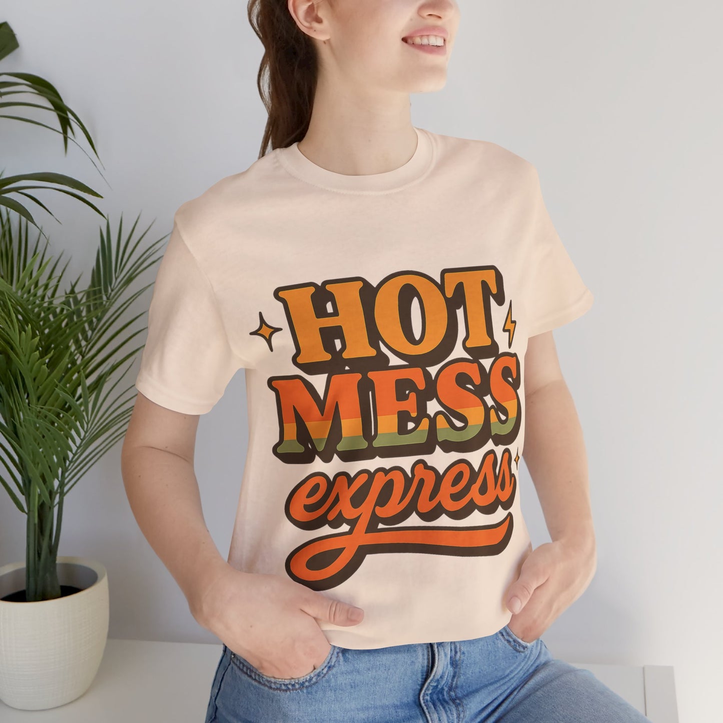 Hot Mess Express T-Shirt | Funny Women’s Graphic Tee | Retro Vintage Shirt for Moms, Coffee Lovers, Busy Women | Cute Casual Top