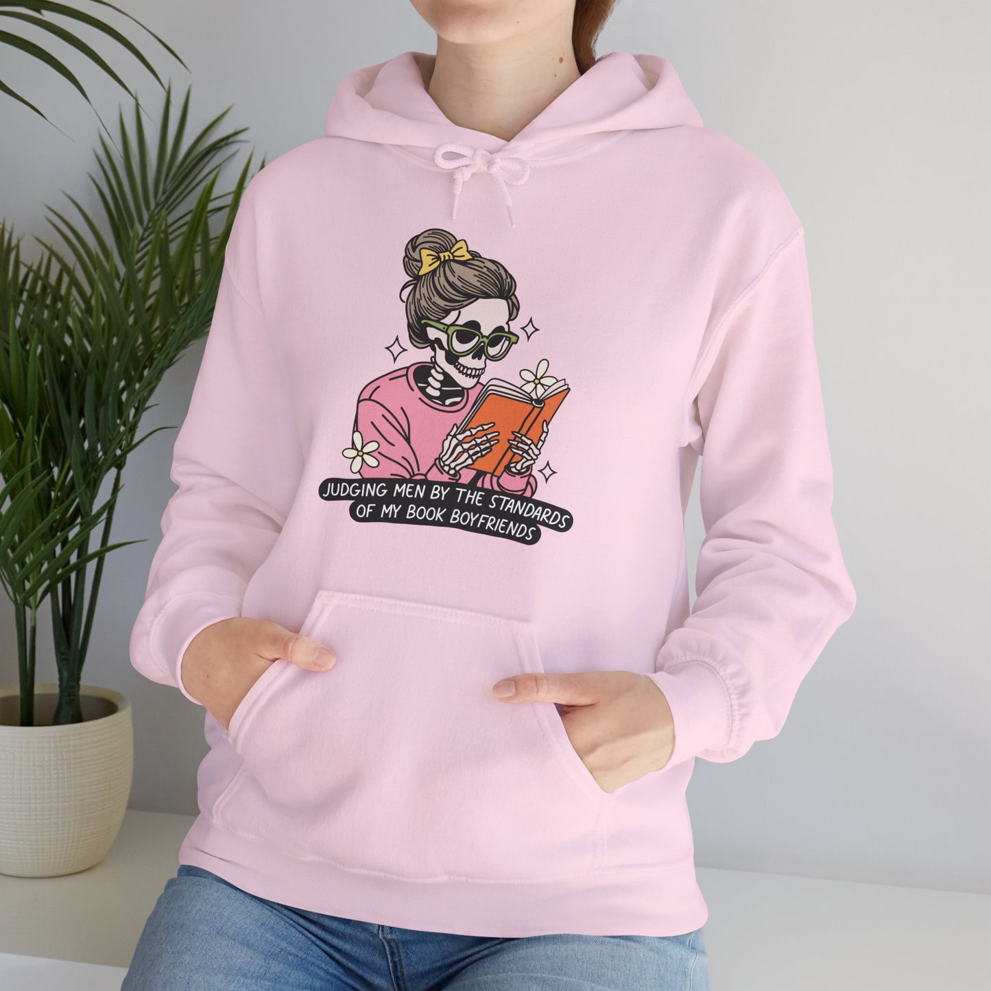 "Judging Men by the Standards of My Book Boyfriends" Hoodie – Funny Romance Reader Sweatshirt