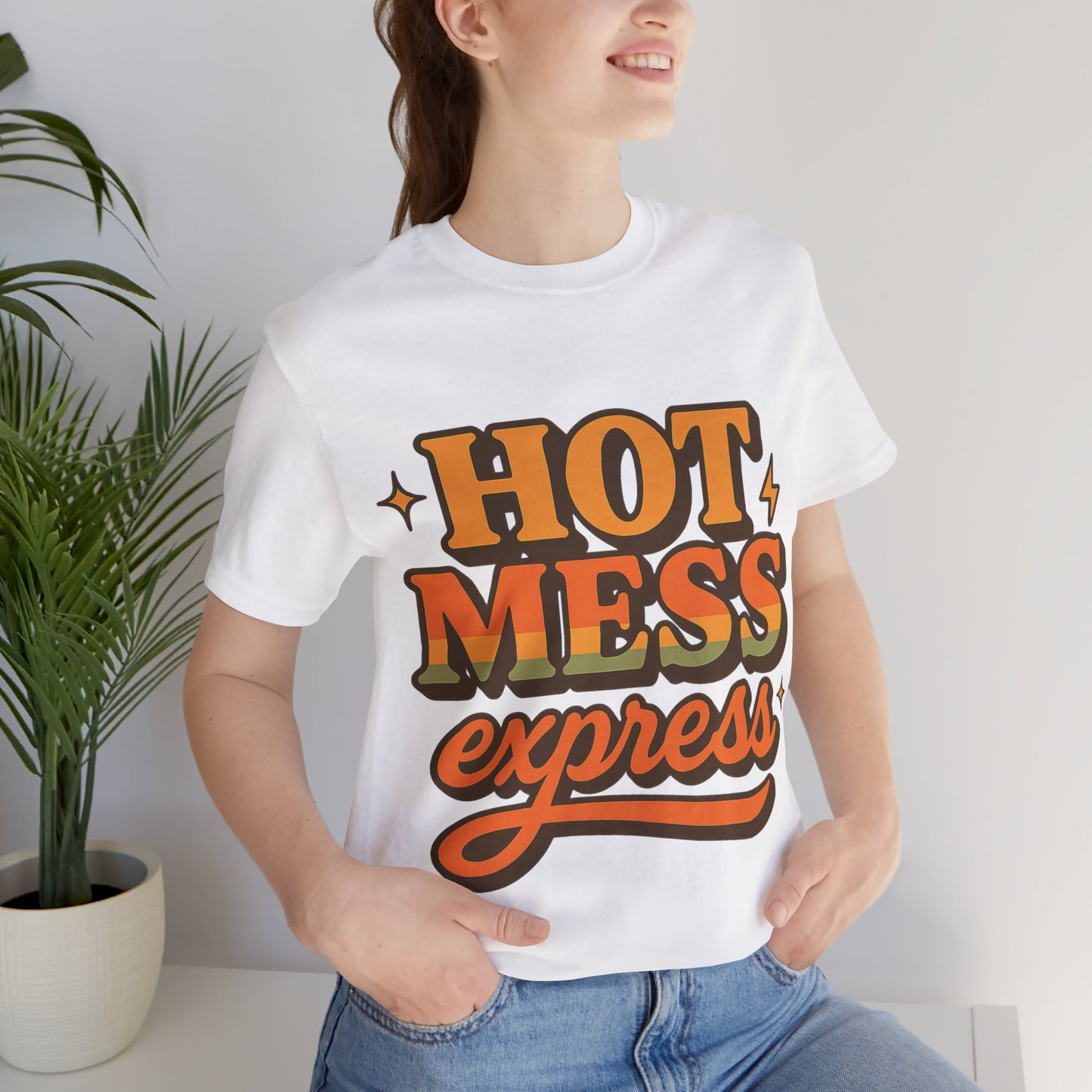 Hot Mess Express T-Shirt | Funny Women’s Graphic Tee | Retro Vintage Shirt for Moms, Coffee Lovers, Busy Women | Cute Casual Top