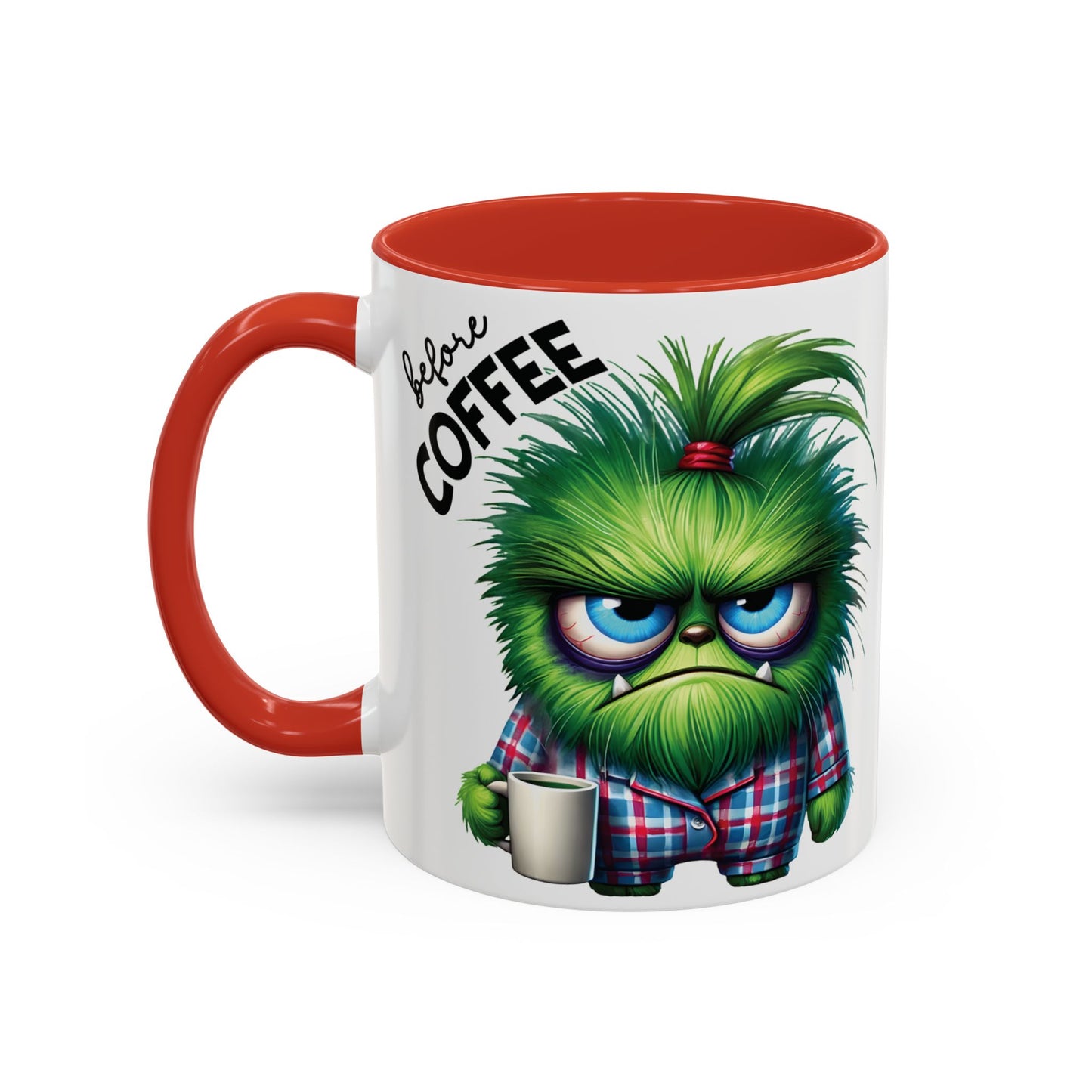 Coffee Mug - Angry Monster Before Caffeine, Happy Monster After Caffeine - Cute and Funny Design