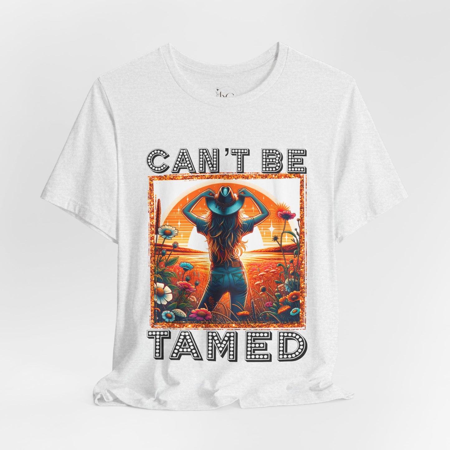 Western Cowgirl “Can’t Be Tamed” Shirt – Sunset Silhouette Graphic Tee