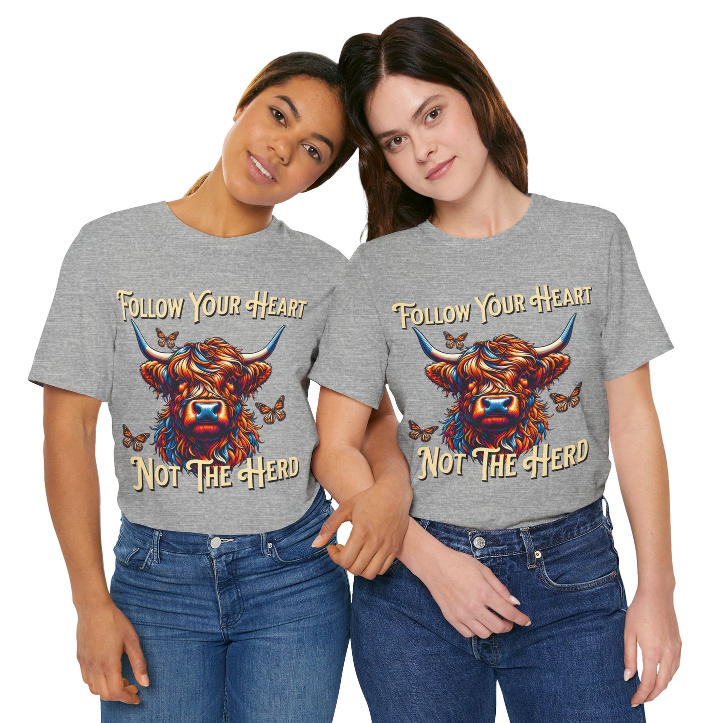 Highland Cow "Follow Your Heart Not the Herd" Graphic T-Shirt – Western Farm Style Tee