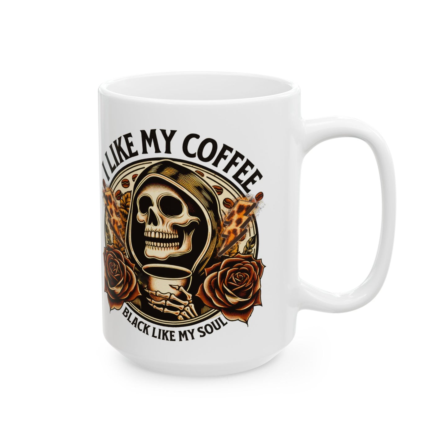 "Black Coffee & Empty Soul Skeleton Mug – Funny Gothic Coffee Cup (11oz & 15oz)"