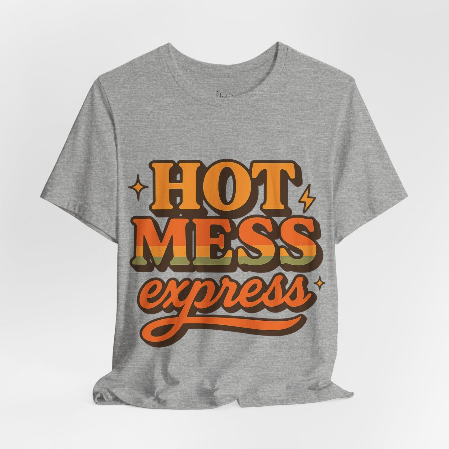 Hot Mess Express T-Shirt | Funny Women’s Graphic Tee | Retro Vintage Shirt for Moms, Coffee Lovers, Busy Women | Cute Casual Top