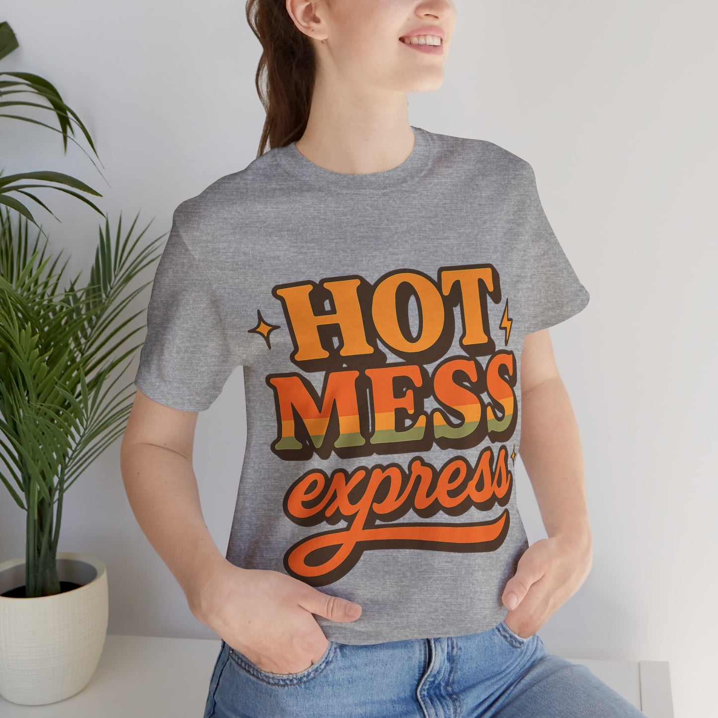 Hot Mess Express T-Shirt | Funny Women’s Graphic Tee | Retro Vintage Shirt for Moms, Coffee Lovers, Busy Women | Cute Casual Top