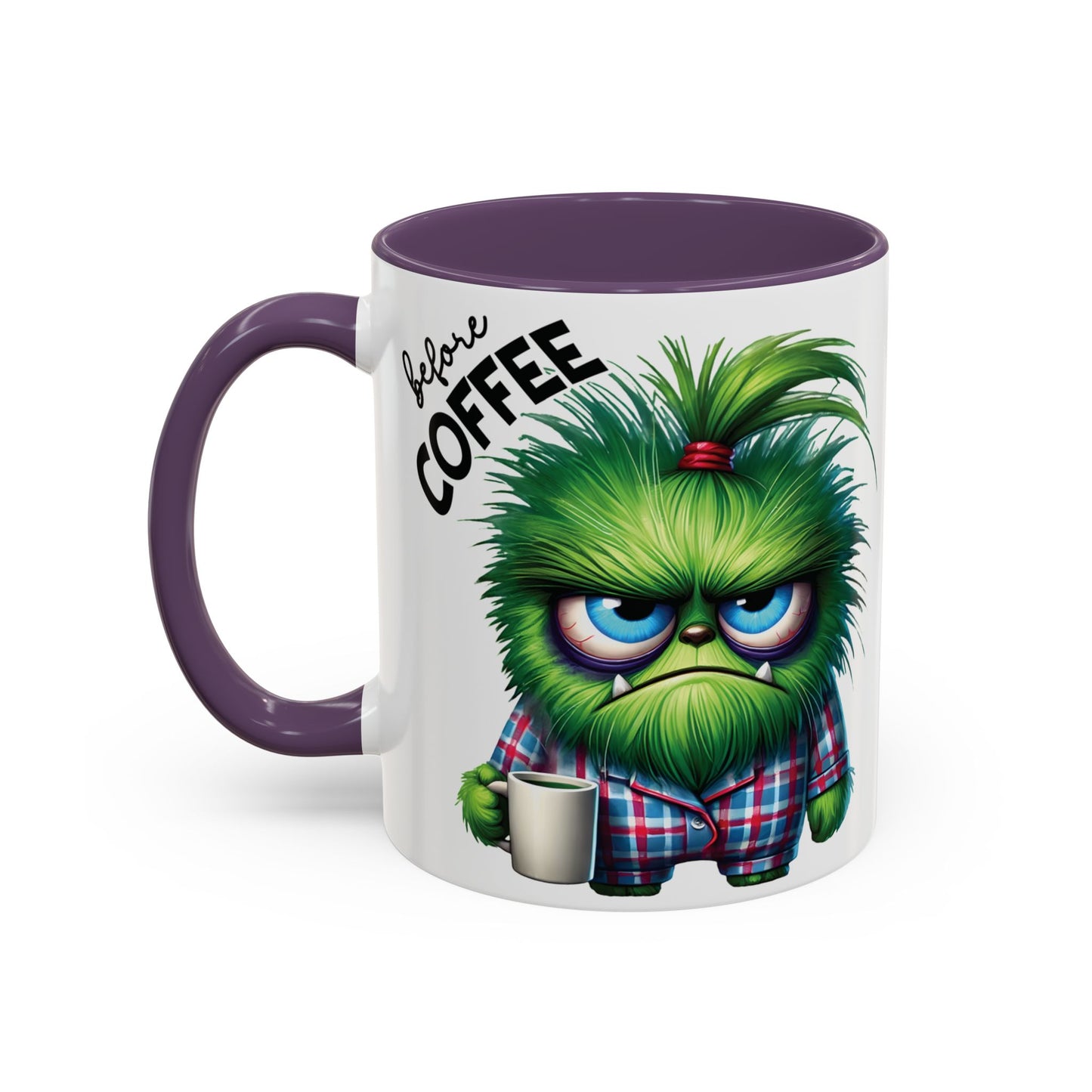 Coffee Mug - Angry Monster Before Caffeine, Happy Monster After Caffeine - Cute and Funny Design