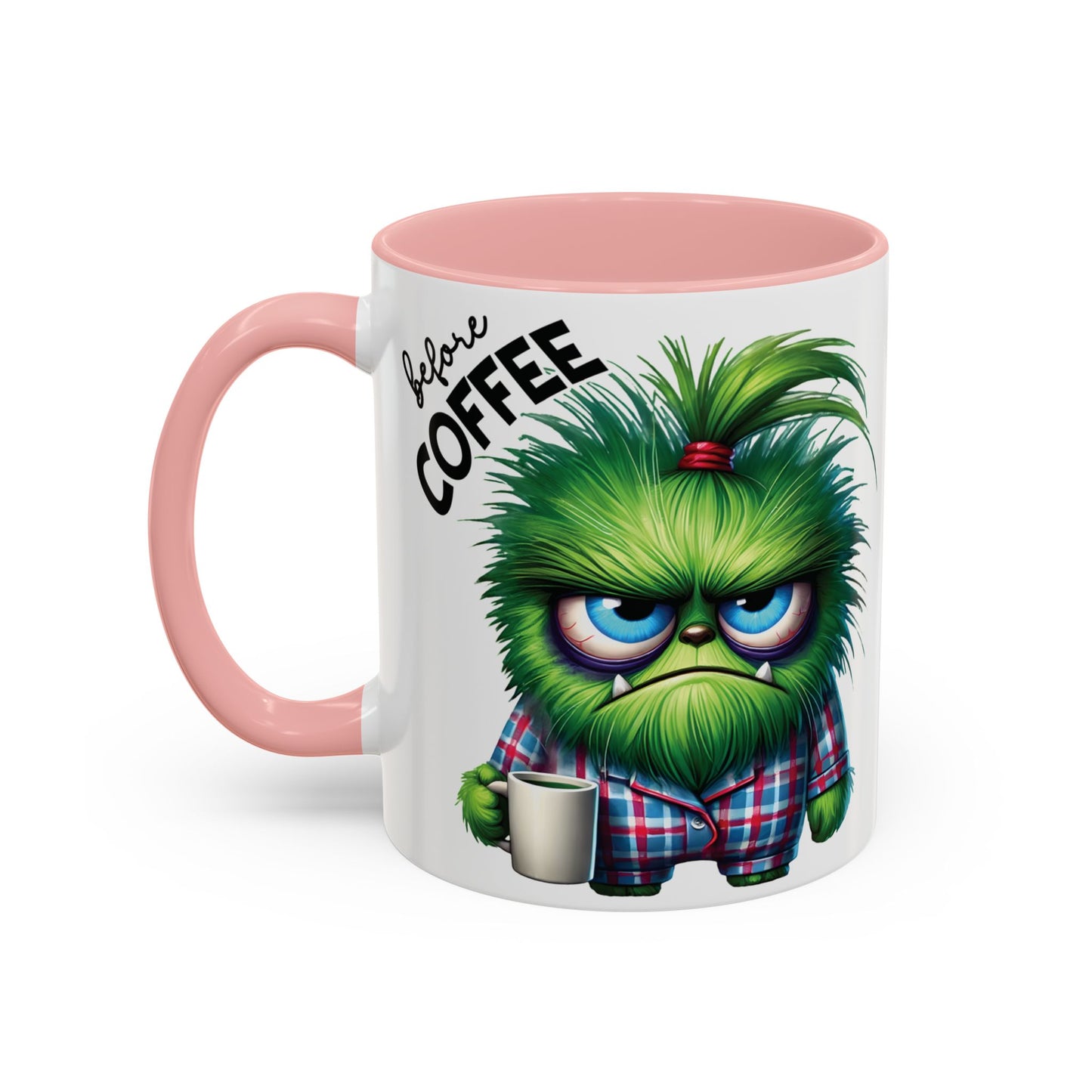 Coffee Mug - Angry Monster Before Caffeine, Happy Monster After Caffeine - Cute and Funny Design