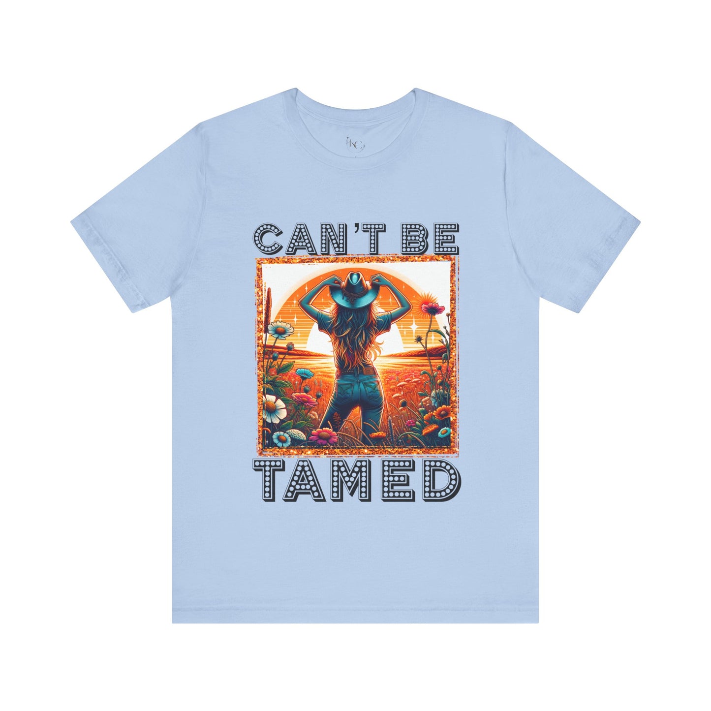 Western Cowgirl “Can’t Be Tamed” Shirt – Sunset Silhouette Graphic Tee