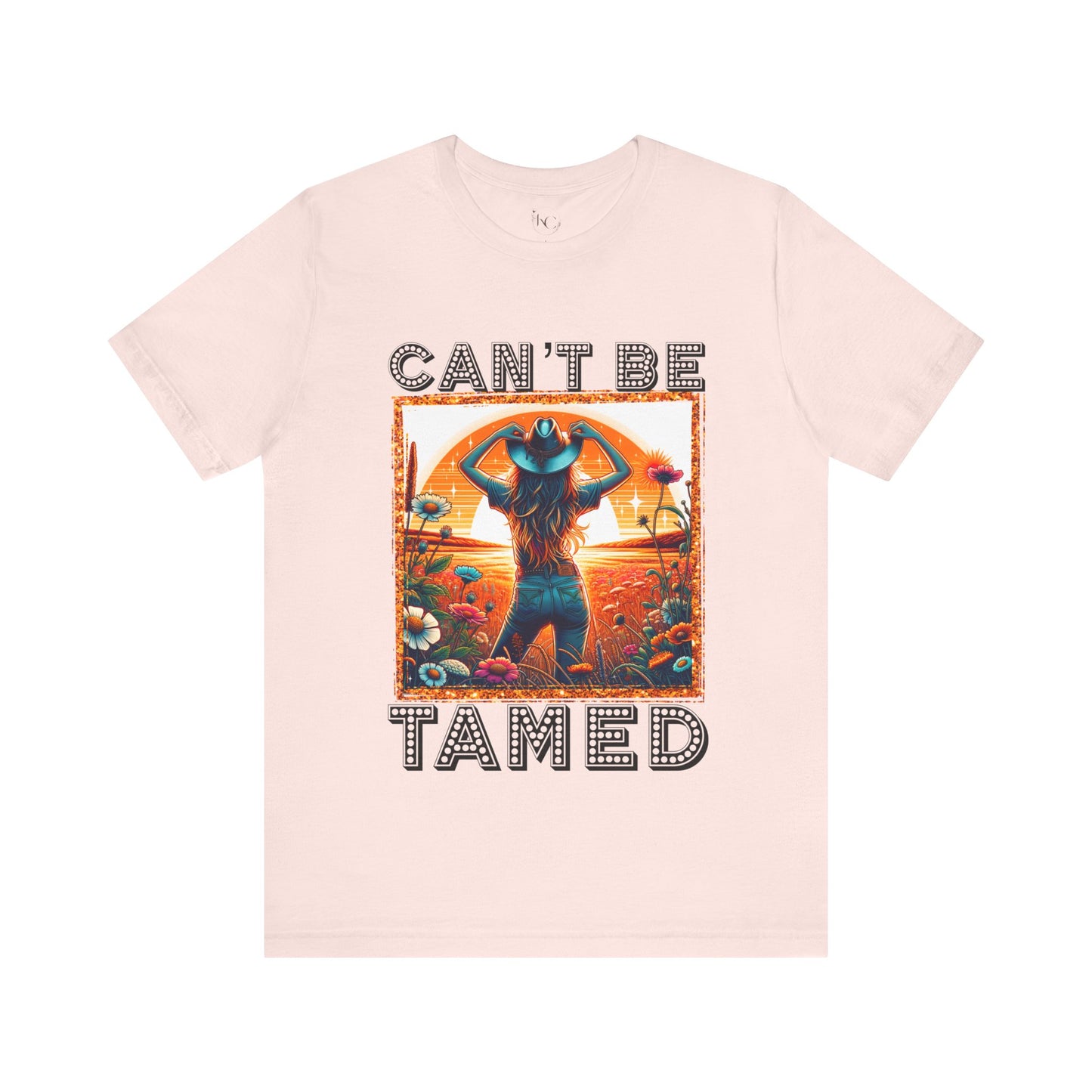 Western Cowgirl “Can’t Be Tamed” Shirt – Sunset Silhouette Graphic Tee