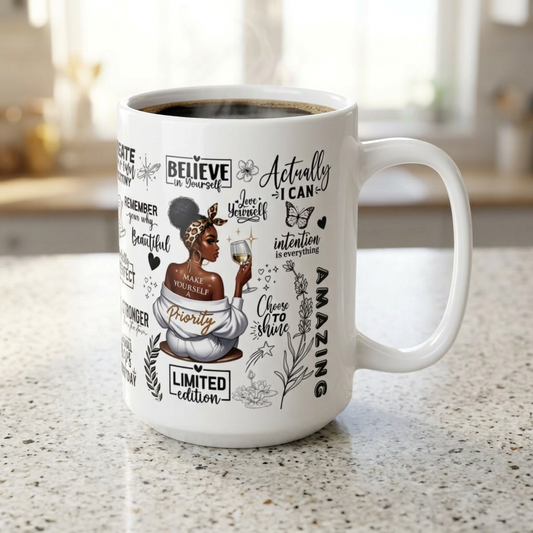 Motivational Ceramic Mug - Perfect Gift for Inspiration, Daily Affirmations, Coffee Lovers, Self-Care Reminders, Encouragement