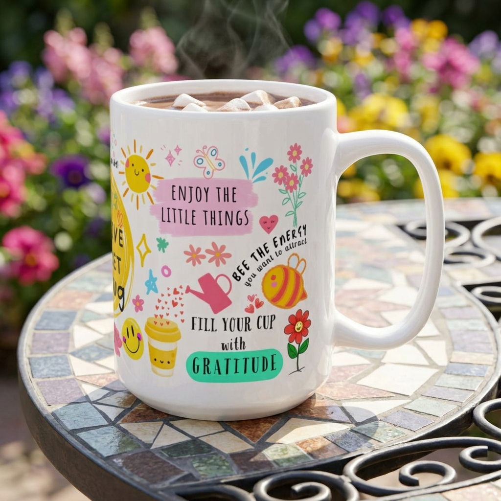 Positive Mindset Ceramic Mug, Uplifting Coffee Cup for Daily Inspiration, Gifts for Friends, Motivational Drinkware, Home Office [...]