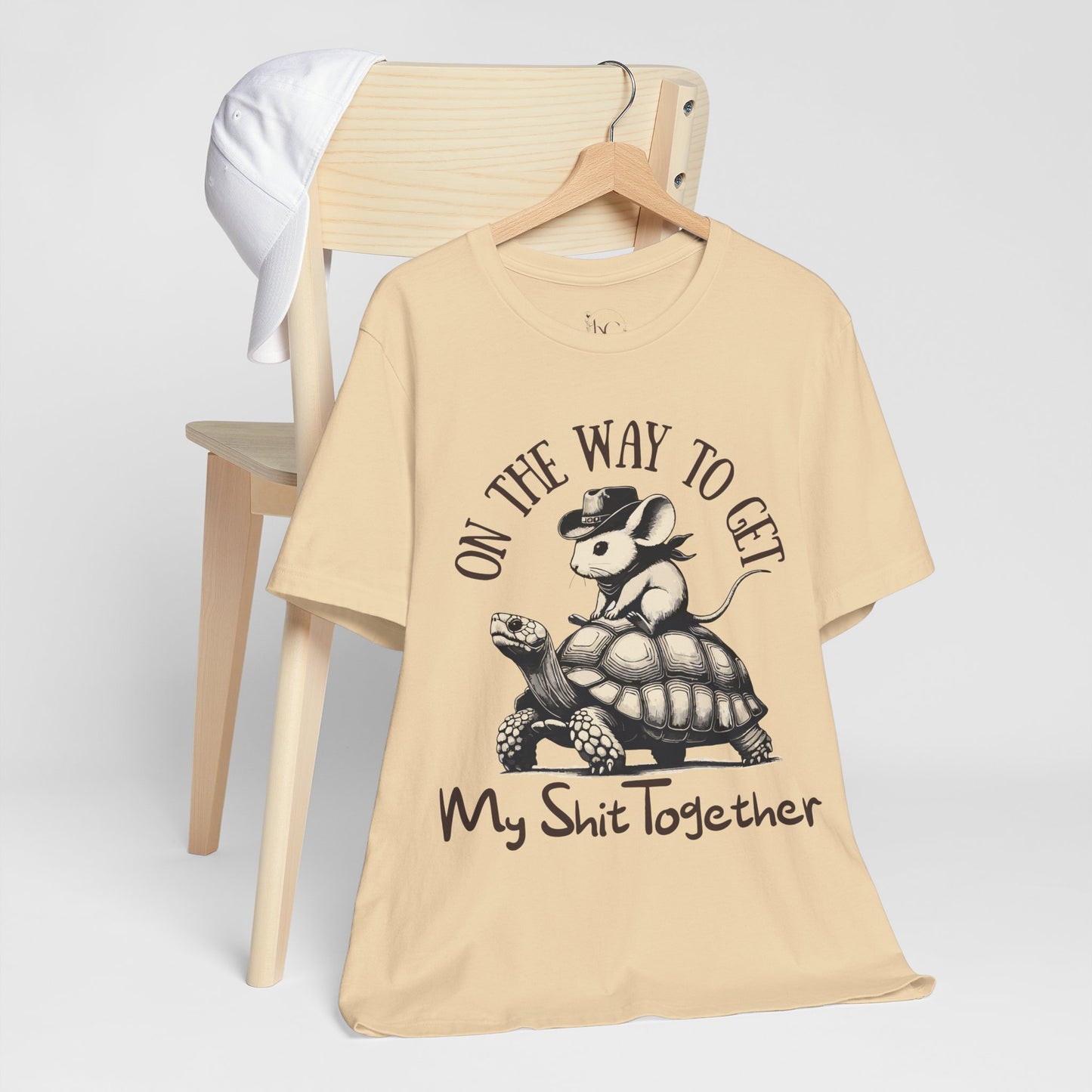 Funny Motivational T-Shirt – Mouse Riding Turtle "On My Way to Get My Sh*t Together" Tee – Bella+Canvas 3001