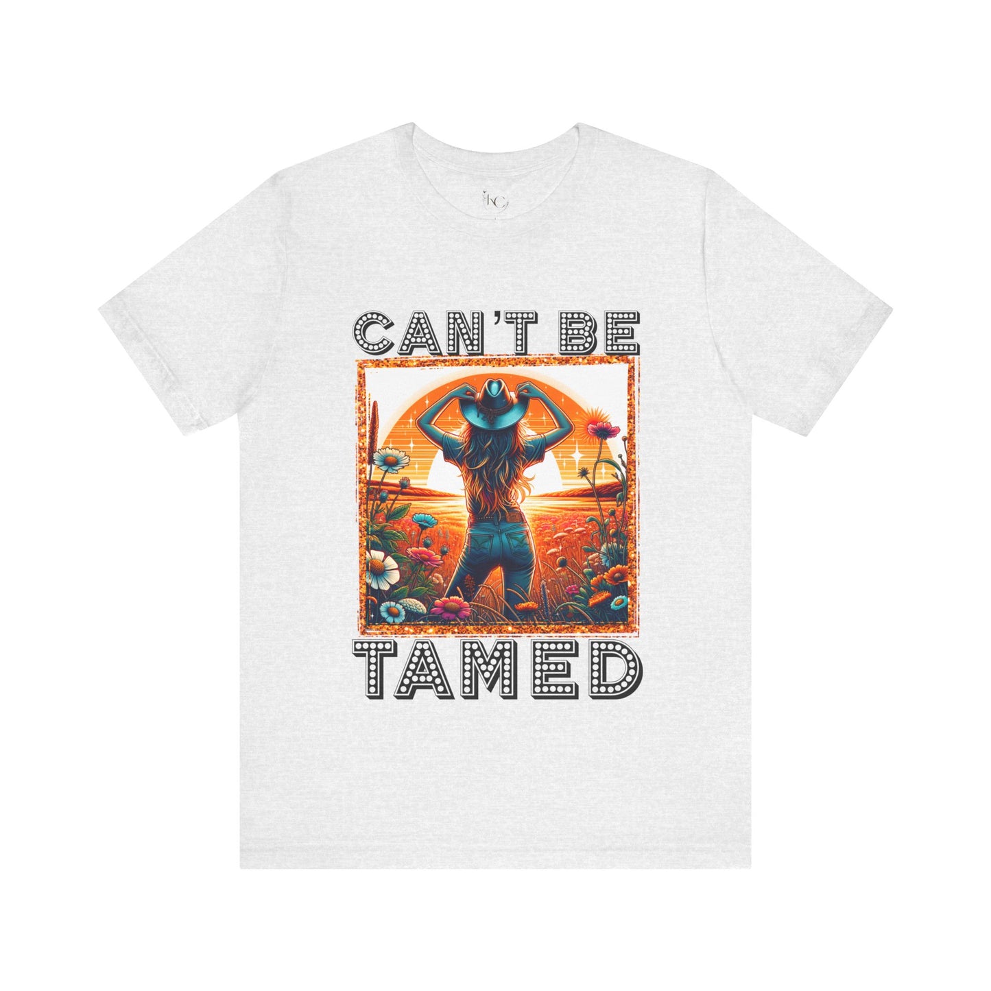 Western Cowgirl “Can’t Be Tamed” Shirt – Sunset Silhouette Graphic Tee