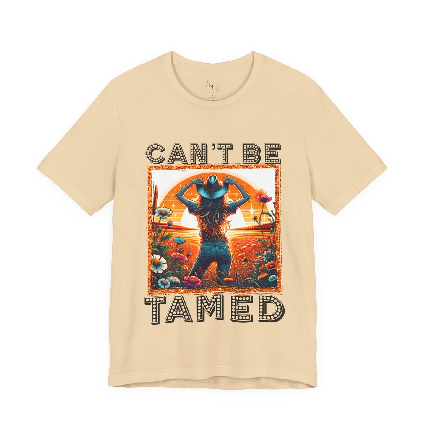 Western Cowgirl “Can’t Be Tamed” Shirt – Sunset Silhouette Graphic Tee